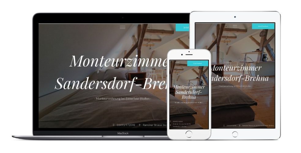 Webdesign für Zimmervermietung, Homepage für Fewo